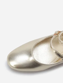 La Modeuse Babies à talon carré et double brides Doré