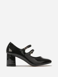 Outlet La Modeuse Babies à talon carré et double brides Noir