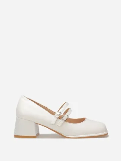 Discount La Modeuse Babies à talon et bout carrés Blanc