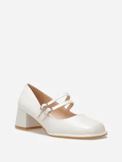Discount La Modeuse Babies à talon et bout carrés Blanc