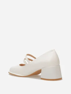 Discount La Modeuse Babies à talon et bout carrés Blanc