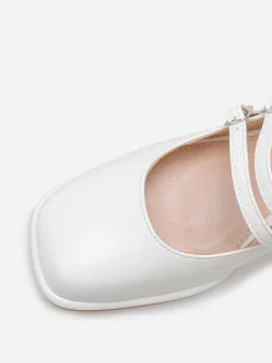 Discount La Modeuse Babies à talon et bout carrés Blanc