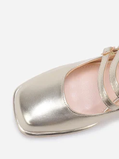 Online La Modeuse Babies à talon et bout carrés Doré