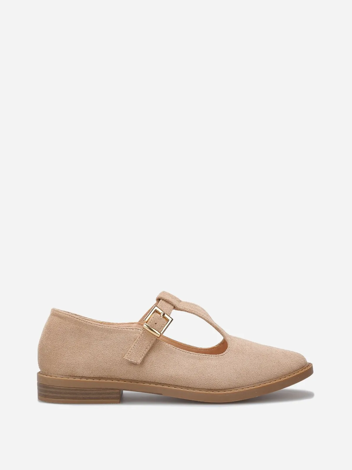 Outlet La Modeuse Babies en suédine à boucle dorée Taupe