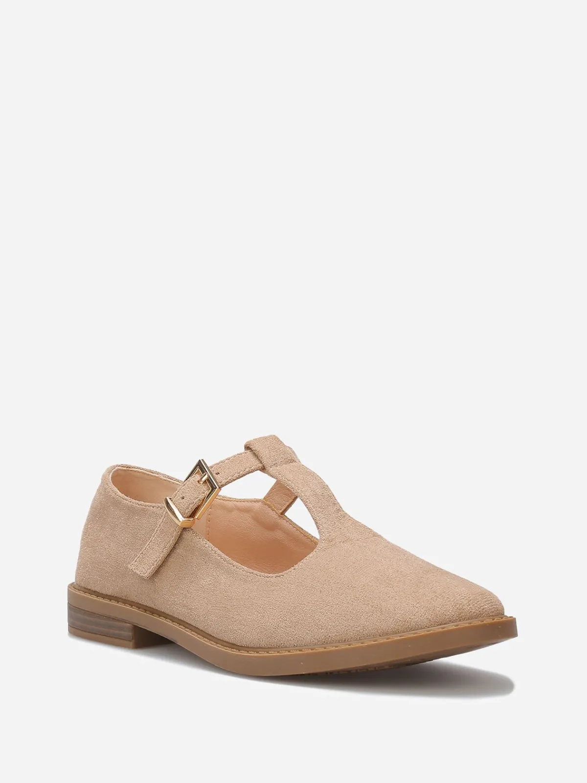 Outlet La Modeuse Babies en suédine à boucle dorée Taupe