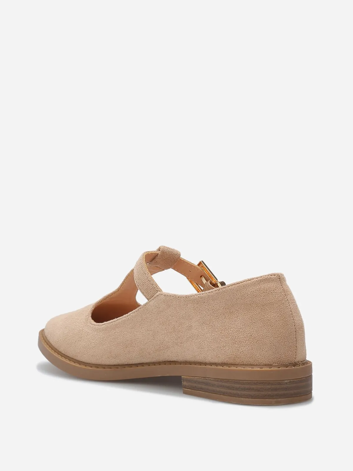 Outlet La Modeuse Babies en suédine à boucle dorée Taupe