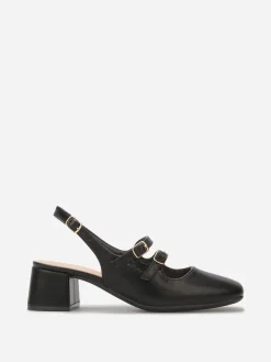 Sale La Modeuse Babies slingback à double brides Noir