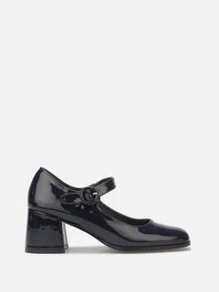 Hot La Modeuse Babies vernies à talon carré Bleu