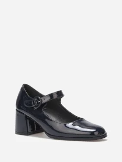 Hot La Modeuse Babies vernies à talon carré Bleu