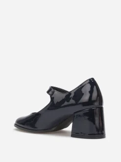 Hot La Modeuse Babies vernies à talon carré Bleu