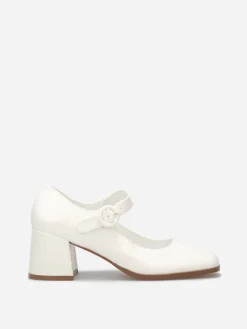 Discount La Modeuse Babies vernies à talon carré Blanc