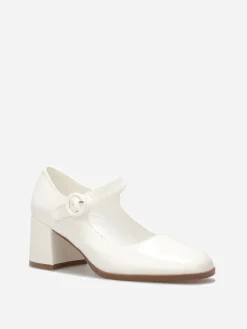 Discount La Modeuse Babies vernies à talon carré Blanc