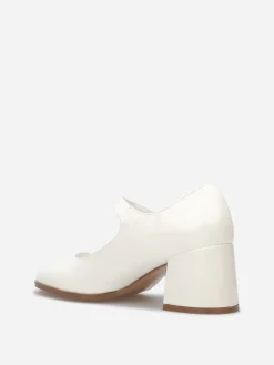 Discount La Modeuse Babies vernies à talon carré Blanc