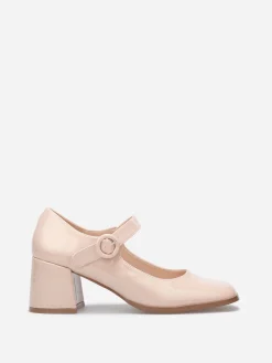 Clearance La Modeuse Babies vernies à talon carré Nude