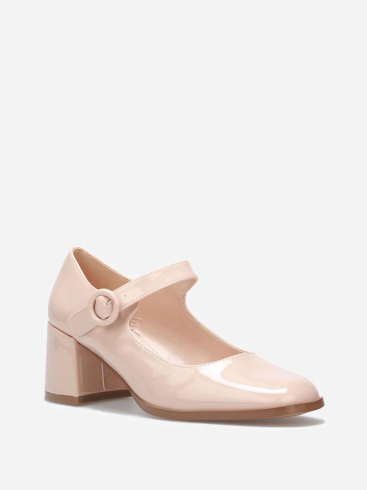 Clearance La Modeuse Babies vernies à talon carré Nude