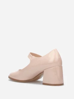 Clearance La Modeuse Babies vernies à talon carré Nude