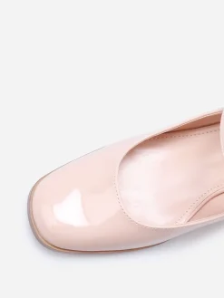 Clearance La Modeuse Babies vernies à talon carré Nude