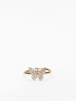 Online La Modeuse Bague papillon à strass Doré