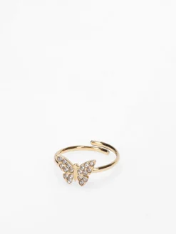 Online La Modeuse Bague papillon à strass Doré