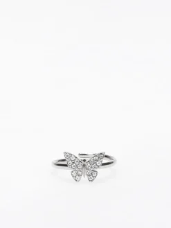 Outlet La Modeuse Bague papillon à strass Argenté