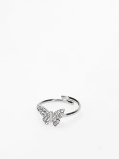 Outlet La Modeuse Bague papillon à strass Argenté