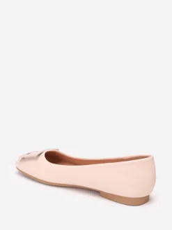 Clearance La Modeuse Ballerines à boucle et bout carrés Beige