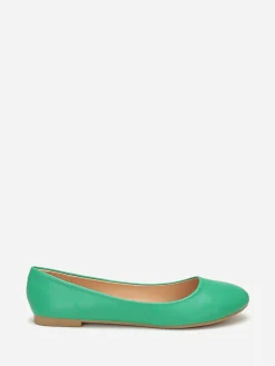 La Modeuse Ballerines à bout arrondi grandes tailles Vert