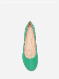 La Modeuse Ballerines à bout arrondi grandes tailles Vert