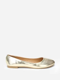 Sale La Modeuse Ballerines à bout arrondi grandes tailles Doré