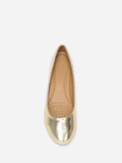 Sale La Modeuse Ballerines à bout arrondi grandes tailles Doré