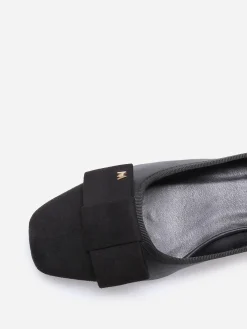 New La Modeuse Ballerines à bout carré et n艙ud grandes tailles Noir
