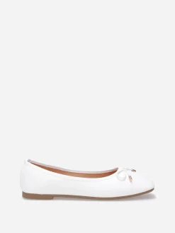 Discount La Modeuse Ballerines à bout carré et n艙ud Blanc