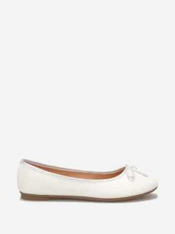 Hot La Modeuse Ballerines à bout rond et n艙ud Blanc