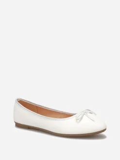 Hot La Modeuse Ballerines à bout rond et n艙ud Blanc