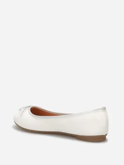 Hot La Modeuse Ballerines à bout rond et n艙ud Blanc