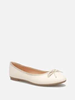 Clearance La Modeuse Ballerines à bout rond et n艙ud Beige