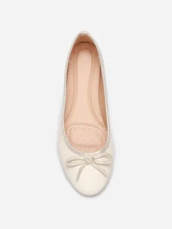 Clearance La Modeuse Ballerines à bout rond et n艙ud Beige