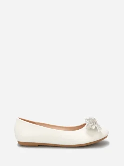 Sale La Modeuse Ballerines à noeud en strass Blanc