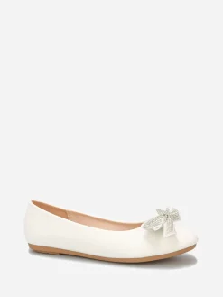 Sale La Modeuse Ballerines à noeud en strass Blanc