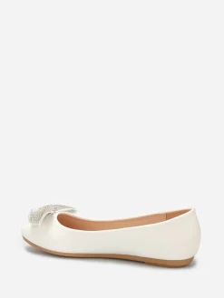 Sale La Modeuse Ballerines à noeud en strass Blanc