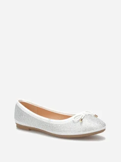 Online La Modeuse Ballerines à strass et n艙ud Blanc