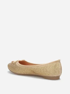 Online La Modeuse Ballerines à strass et n艙ud Doré