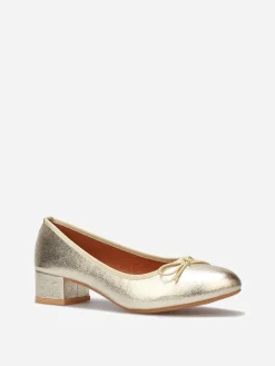 Hot La Modeuse Ballerines à talon et noeud Doré