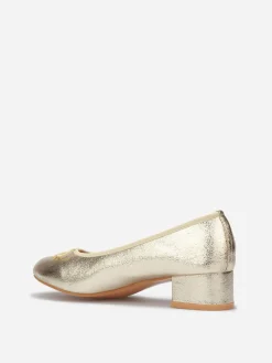 Hot La Modeuse Ballerines à talon et noeud Doré