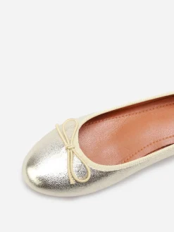 Hot La Modeuse Ballerines à talon et noeud Doré