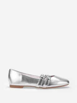 Outlet La Modeuse Ballerines avec double brides à 艙illets Argenté