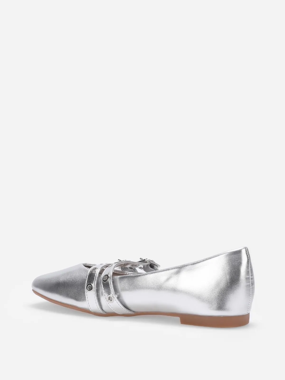 Outlet La Modeuse Ballerines avec double brides à 艙illets Argenté