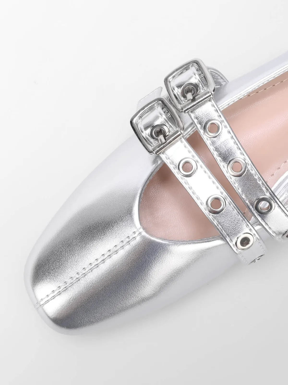 Outlet La Modeuse Ballerines avec double brides à 艙illets Argenté