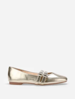 Sale La Modeuse Ballerines avec double brides à 艙illets Doré