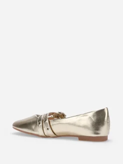 Sale La Modeuse Ballerines avec double brides à 艙illets Doré
